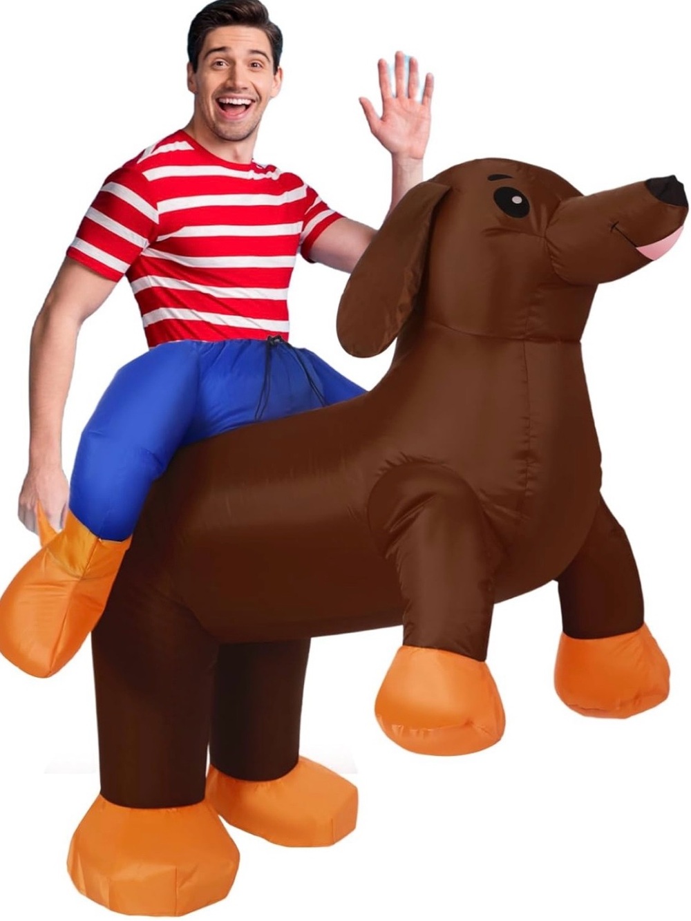 Adult Inflatable Dachshund Costume Blow up Dog Suit Ride on Outfit